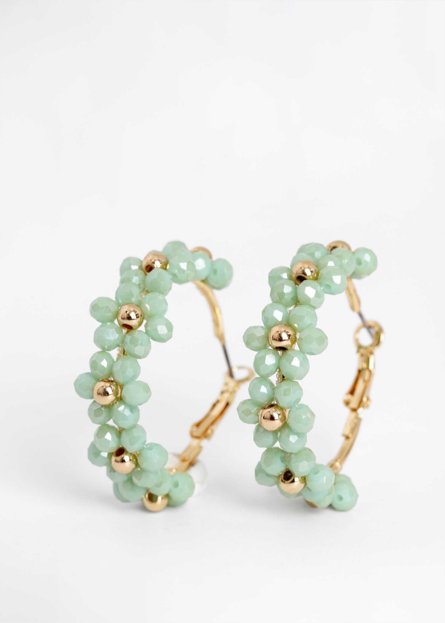 FLORAL HOOPS EARRING - Light Green