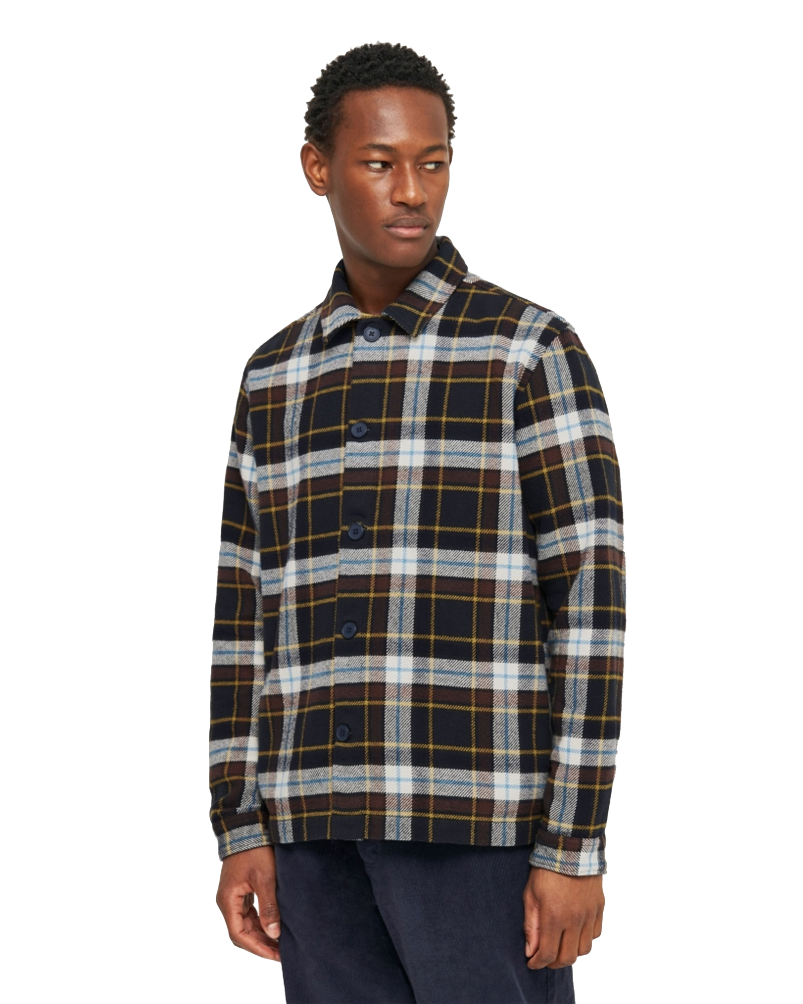 Produktfoto för KnowledgeCotton Apparel Big Checked Heavy Flannel Overshirt Blue Check